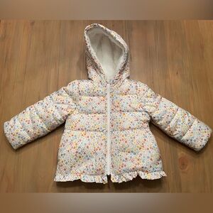 3T toddler girls puffer jacket with fleece lined hood
